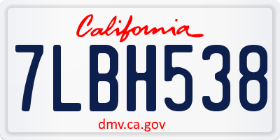 CA license plate 7LBH538