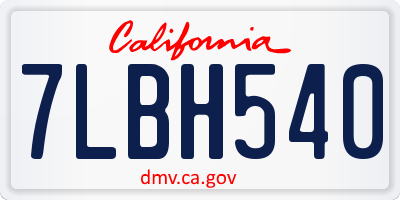 CA license plate 7LBH540