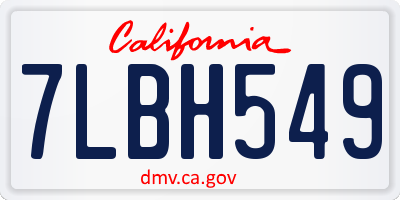 CA license plate 7LBH549