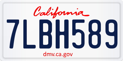 CA license plate 7LBH589