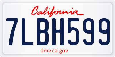 CA license plate 7LBH599