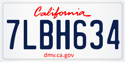 CA license plate 7LBH634