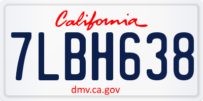 CA license plate 7LBH638