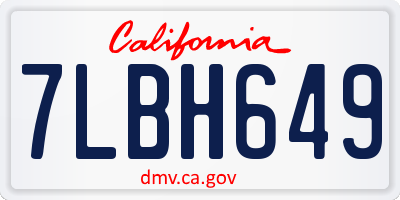 CA license plate 7LBH649
