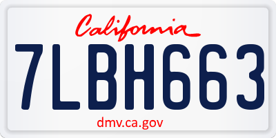 CA license plate 7LBH663
