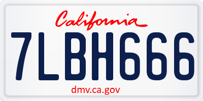 CA license plate 7LBH666
