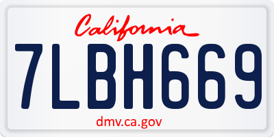 CA license plate 7LBH669