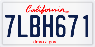 CA license plate 7LBH671