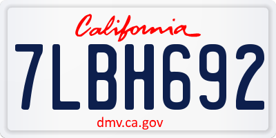 CA license plate 7LBH692