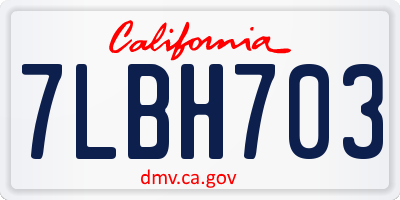 CA license plate 7LBH703
