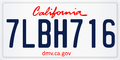 CA license plate 7LBH716