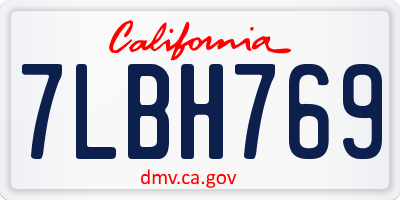 CA license plate 7LBH769