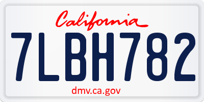 CA license plate 7LBH782