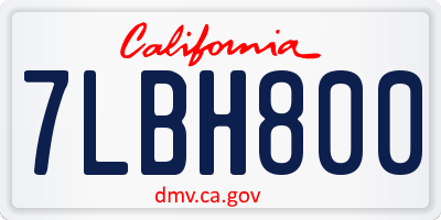 CA license plate 7LBH800