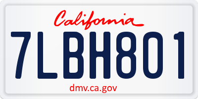 CA license plate 7LBH801