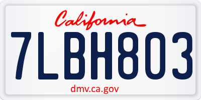 CA license plate 7LBH803