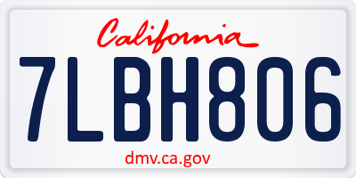 CA license plate 7LBH806