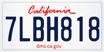 CA license plate 7LBH818