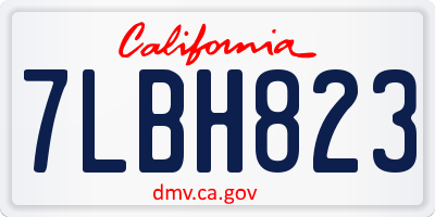 CA license plate 7LBH823