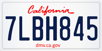 CA license plate 7LBH845