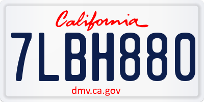 CA license plate 7LBH880