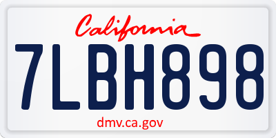 CA license plate 7LBH898