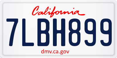 CA license plate 7LBH899