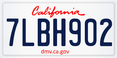 CA license plate 7LBH902