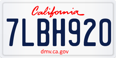 CA license plate 7LBH920