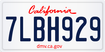 CA license plate 7LBH929
