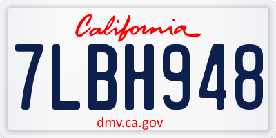 CA license plate 7LBH948