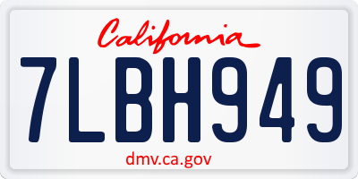 CA license plate 7LBH949