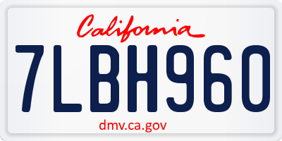 CA license plate 7LBH960