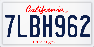 CA license plate 7LBH962