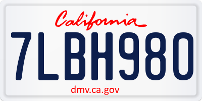 CA license plate 7LBH980