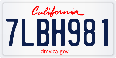 CA license plate 7LBH981