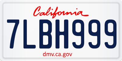 CA license plate 7LBH999