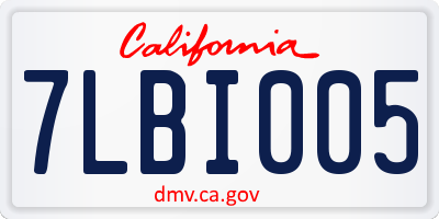 CA license plate 7LBI005