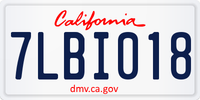 CA license plate 7LBI018