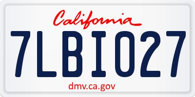 CA license plate 7LBI027