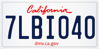 CA license plate 7LBI040