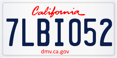 CA license plate 7LBI052