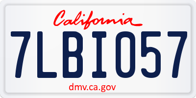 CA license plate 7LBI057