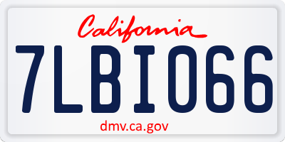 CA license plate 7LBI066