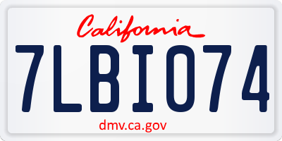 CA license plate 7LBI074