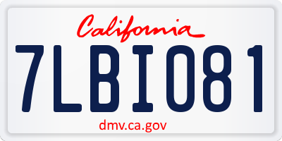 CA license plate 7LBI081