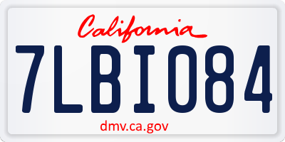 CA license plate 7LBI084