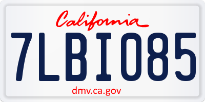 CA license plate 7LBI085
