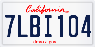 CA license plate 7LBI104