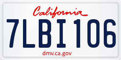 CA license plate 7LBI106